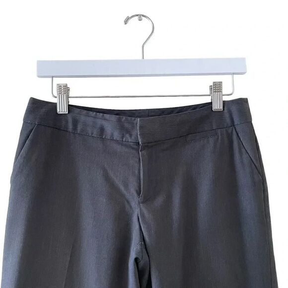 Banana Republic Black Stripes Flat Front Straight Wide Leg Slacks Career Office - Picture 3 of 11